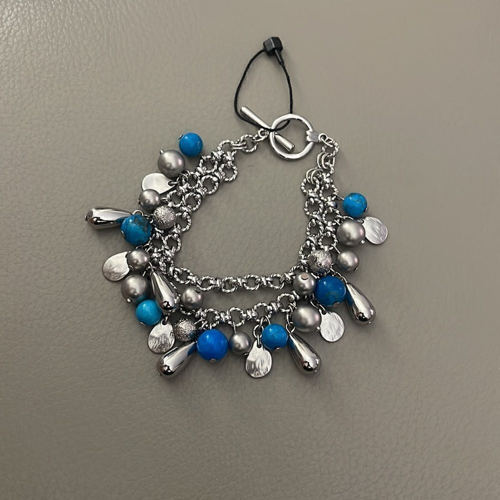 White House Black Market Howlite Charm Toggle Bracelet - Picture 3 of 4